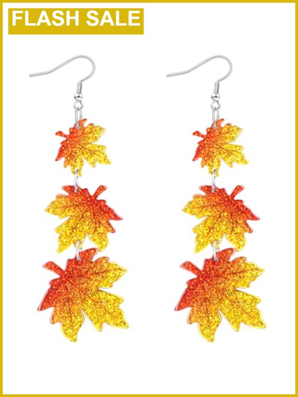 Maple Leaf Pumpkin Dangle Earrings Acrylic Thanksgiving Fall Autumn